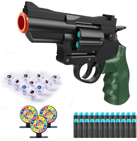 SZJYMY Soft Bullet Gun Spielzeug, Blaster, Shockwave, Sicheres Spielzeug, Fake Gun Modell, Revolver, Spielzeugpistole mit Soft Bullet Look, Real Action Mini Pistolenmodell für Kinder von 3-8+ Jahren