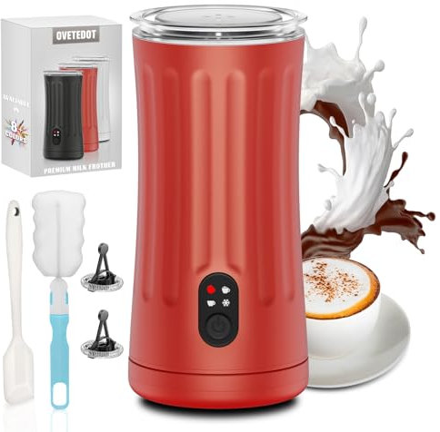 Ovetedot - 4 in 1 Electric Milk Frother, Frother and Steamer, Automatic Hot and Cold Foam Machine and Milk Warmer for Coffee, Latte, Cappuccino, Macchiato, Chocolate