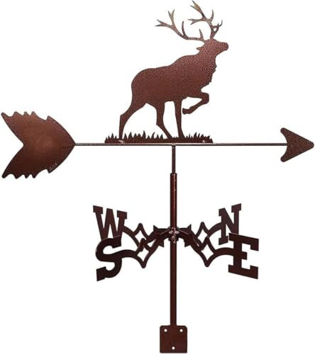 Wetterfahne für Garten, Metall, Richtungsanzeige, Wetterfahne, Messwerkzeuge, Edelstahl, Hirsch mit Anti-Reh