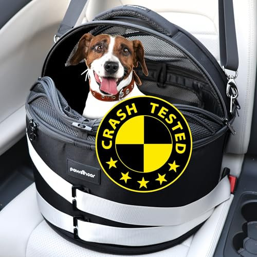 Crash-Tested Hundetragetasche (Test mit FMVSS 213b – 5-Sterne-Sicherheit zertifiziert von CPS) | 3-in-1 Autositz für kleine Hunde, tragbare Haustier-Tragetasche, geschlossenes Katzenbett & Autositz |