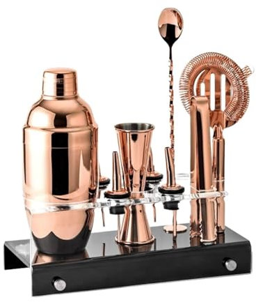 Kit de coctelera Juego de coctelera de 10 piezas, coctelera de acero inoxidable con soporte acrílico, kit de barman, juego de herramientas de barra para kit de coctelería en casa Juego de coctelera