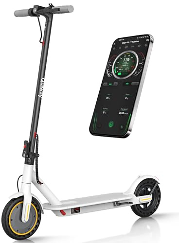 Qlaway Electric Scooter for Adults, 350W Motor, Top Speed 19Mph(31km/h), Max 22 Miles Ranges, 350W Motor, 8.5 Solid Tires, Aluminum Alloy Folding E Scooter with Dual Braking/APP Control