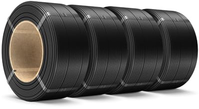 SUNLU 500G PLA+ Refill Filamento 1.75mm, Senza Bobina Filamento PLA Plus Nero, Neatly Wound, Compatibile con Bambu Lab e SUNLU 2025 Nuove Bobine, 4 Rulli 500G/Rullo, 2KG Totale