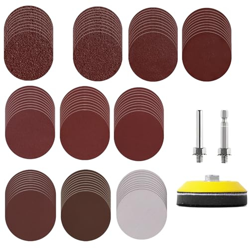 100 dischi abrasivi da 75 mm, kit assortito con gancio e anello, cuscinetti per levigatrice orbitale per trapano, smerigliatrice, utensile rotante, gambo da 1/4