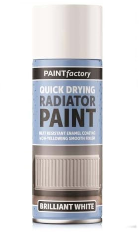 Pack of 6 Quick Drying Radiator Paint Spray White Brilliant 400ML - All Purpose Spray Paint Aerosol - Heat Resistant Enamel Coating with Non-Yellowing Smooth Finish