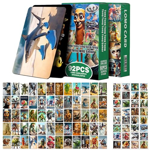 WENAUANG Italian Brainrot Carte Set, con 60 Carta da Collezione e 32 Adesivi, Breirot Figurine Carta, Gioco di Carte Psichedelico con Personaggi Unici, Regalo per Bambini, Ragazzi, Feste e Party