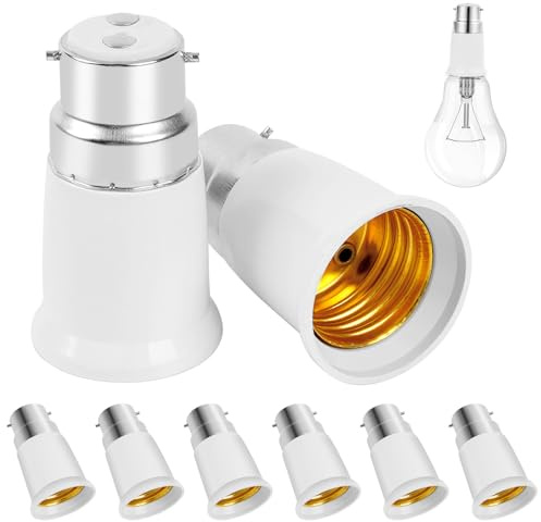 8 Pièces Adaptateur B22 vers E27, Convertisseur de Douille Baïonnette B22 à E27 pour Ampoule LED, Incandescente, Halogène, CFL, 0-220V, Adaptateur Culot Douille pour Éclairage Domestique