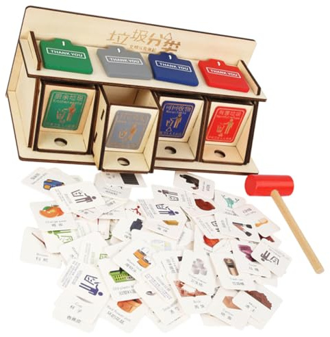 ERINGOGO Éducatif Bois DIY Tri des Déchets Jeu Apprentissage Recyclage pour Garçon Fille Stimule Motricité Fine et Sensibilisation Environnementale