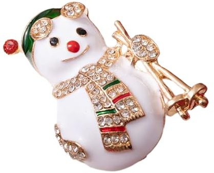 Festlig snögubbe nål julgransprydnad av legering med diamanter strass semester för vuxna elegant snögubbe smycke, En Storlek, Som beskrivs