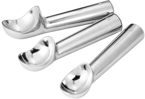 BDHI 3pcs Ice Cream Scoop Professional Metal Ice Cream Spoon Easy to Use Aluminum Alloy Cookie Scoop, Perfect for Hard Ice Cream, Cookie Dough, Gelato, Sorbet, Melon Balls(Y375-3)