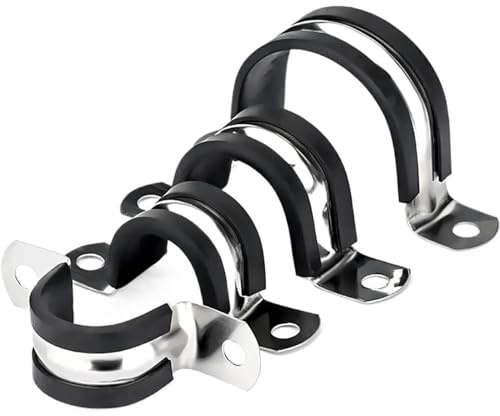 5pcs Heavy Duty Rubber Cushioned Stainless Steel Cable Clamp - Insulated Pipe Clip for 6-200mm Conduit Mounting(M130)
