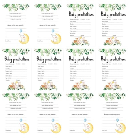 Cabilock Tarjetas de Predicción para Bebés 20 Piezas, Juego de Predicción para Shower Consejos para Revelar el Género del Ñiño, Accesorios para Actividades de Shower y Fiesta de Revelación