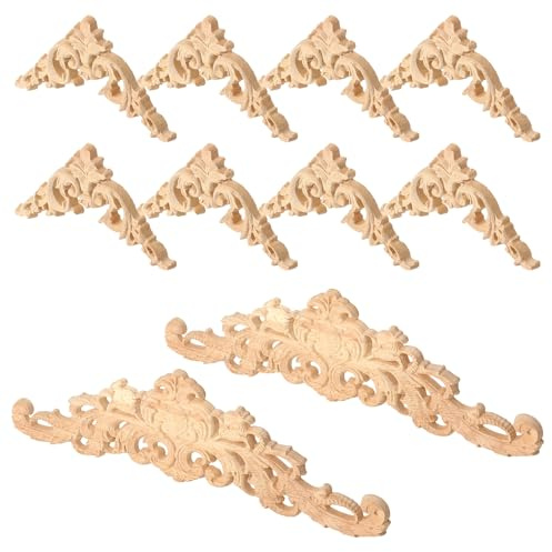 10 stycken träornament möbeldekoration, träapplikation snideriset