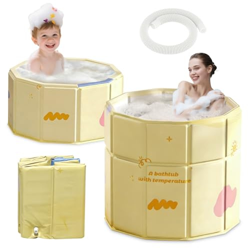 Folding Bathtub, 70 x 70 cm, Collapsible Bathtub with Step-in Entrance for Seniors and Children, Collapsible Inside, Portable Indoor Mobile Bathtub, Ice Bath, Hot Tub, Mobile Use