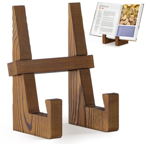 ANBOXIT Kochbuchhalter aus Holz für die Küchentheke, Kochbuchständer | mit Rustikalem Design, Rezeptbuchhalter für Küche, Dekorativer Buchständer für Kochbücher