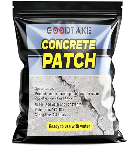 GOODTAKE Green Concrete Cement Patch And Repair – Fast-Setting High-Strength Repair Mortar, Quick Cure Cement Resurfacer for Driveways, Walkways and Garage Floors to Fix Spalling and Crumbling - 16 oz