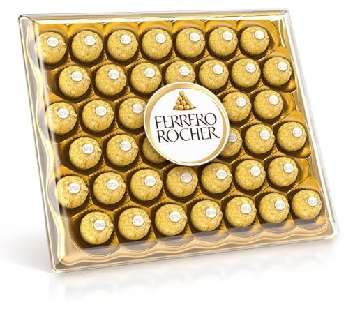 Ferrero Rocher - 42 Specialità al Cioccolato al Latte e Nocciola, Racchiuse in una Elegante Scatola Natalizia, Idea Regalo Natale, Compleanno e Anniversario, Confezione da 525 gr