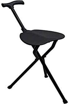 Canne trépied, avec Siège Pliable, Poignée Derby, Aluminium, Poids Maximum supporté 100 kg, Noir