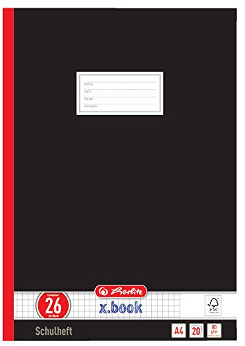 5 Herlitz Oberschulhefte / A4 / 20 Blatt / Lin. 26 kariert mit Rand
