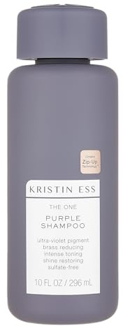 Kristin Ess Hair The One Purple Shampoo for Toning Blonde Hair - Neutralizes Brass + Yellow Tones, Shine Restoring - Sulfate, Silicone and Paraben Free, Color + Keratin Safe, 10 fl. oz.