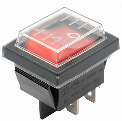 Interrupteur à bascule avec couvercle étanche 2 pôles (4 broches) marche/arrêt 250 V 16 A éclairé (1)