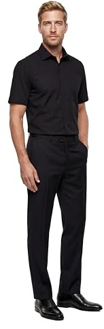 OLYMP Luxor Comfort fit skjorta halbarm New Kent krage Popeline svart