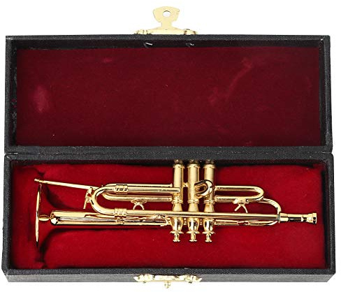Musikinstrument Modell, Kupferminiatur Trompete mit Ständer und Koffer für Hauptdesktopdekoration Modellsammlung