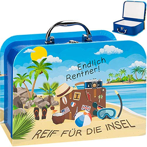 alles-meine.de GmbH Koffer/Kinderkoffer - GROß - Endlich Rentner ! Reif für die Insel - 27 cm - Pappkoffer - Puppenkoffer - Kinder - Pappe Karton - Ruhestand Rentenkasse Rente ..