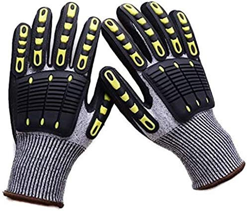 CLQ Gants De Respiration Extérieure, Gants Anti-Coupure, Gants De Travail TPR Anti-Vibration Et Anti-Huile, Mécanique D'impact Anti-Coupure, Anti-Vibration