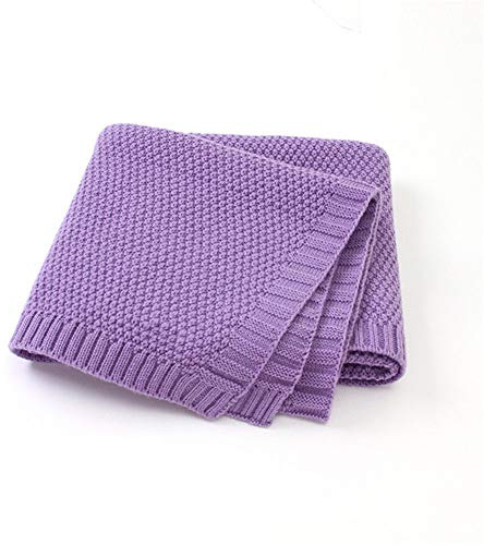 Strickdecke Babydecke Kuscheldecke, Surwin Mädchen und Jungen Babys Gestrickt Kinderdecke Freien Krabbeldecke Perfekt für Kinderwagen Babybett (80x100cm,Helles Lila)