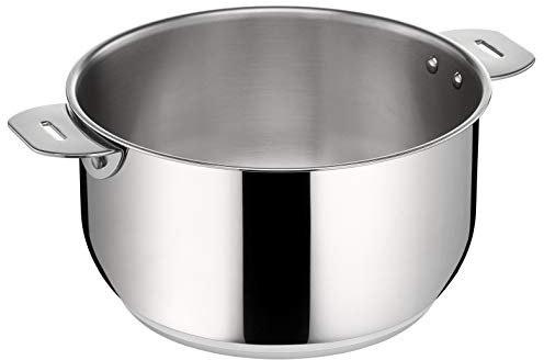 Lagostina Salvaspazio Casseruola in Acciaio Inox 18/10 Ø 14 cm, Pentola Induzione, Gas e Forno fino a 250 °C, Impilabile e Facile da Riporre, Fondo Lagotherm 3 Strati, Maniglie con Supporti Rivettati