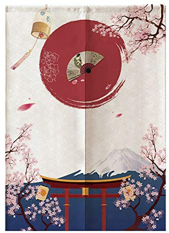 Fdit Eleganter Türvorhang im japanischen Stil, Wohnzimmer Schlafzimmer Küche Geschäft Restaurant Dekorative Tür Halber Vorhang 33,5 x 47,2 Zoll