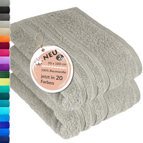 Lashuma 2er Handtuch Set Grau - Kiesel, London Geschenkset 2X weiche Handtücher 50x100 cm
