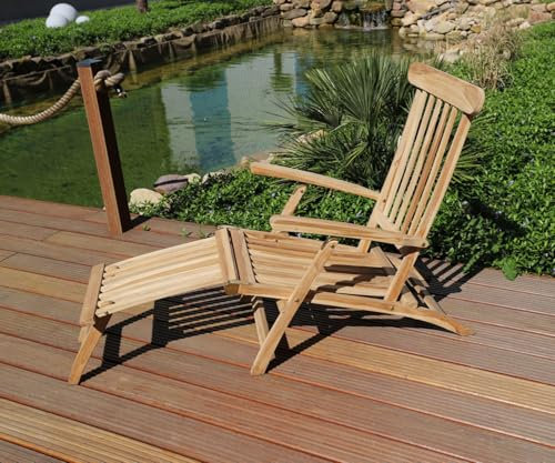 BURI Teak-däckstol natur obehandlad solstol trädgårdsstol solstol relaxstol hopfällbar stol trädgårdsstol strandstol solstol relaxstol hopfällbar stol