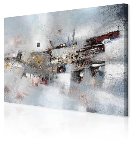 decomonkey Wandbilder Abstrakt 120x80 cm 1 Teilig Leinwandbilder Kunstdruck | Strukturleinwand, Holzkeilrahmen, Bild auf Leinwand, Wanddeko, Wohnzimmer, Wanddekoration, Kunst, Modern, wie gemalt, Grau