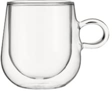 Judge Duo Latte Set of 2 Double Walled Glass Coffee Cups with Handle, Hollow Vacuum Sealed, Heat Resistant, 325ml Latte Cup
