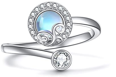 POPLYKE Angst Spinner Ringe Sterling Silber Fidget Ring Verstellbare Drehbare Ringe Drehbare Stimmungsringe für Frauen Stress abbauen
