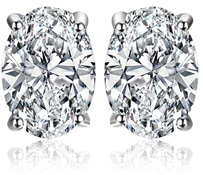JewelryPalace Ovala 2ct Moissanite Solitaire-örhängen Silver 925 Damer, Smycken Med Simulerade Diamanter Bruden, örhängen Silver Flickor Med ädelstenar, örhängen Silver Små Med Sten Kvinnor