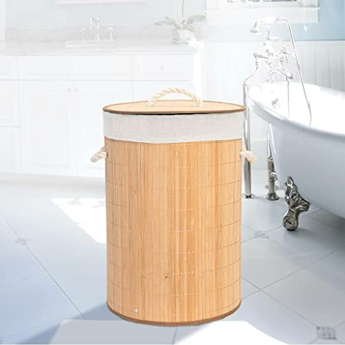 Vivaas Bamboo Laundry Hamper Basket Clothes Storage Organizer Bag Lid Natural Laundry Basket Clothes Storage Organizer Ideal Laundry Baskets for Bedrooms Ideal For Bedroom, Laundry, Utility Room