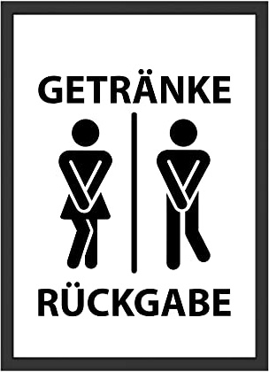 WBdesignz Getränke Rückgabe Schild Poster Lustiges Badezimmer Bild Toilette Wandbild Bad Wanddeko (ohne Rahmen)