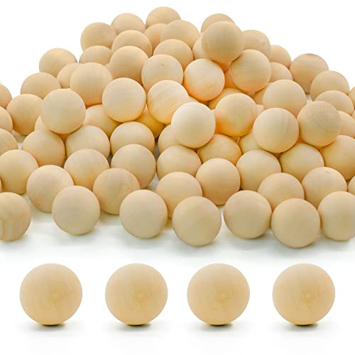 Enkrio Palline di legno artigianali rotonde, 100 palline rotonde in legno duro non rifinite palline artigianali in legno naturale non rifinite palline sciolte per l'arredamento fai da te