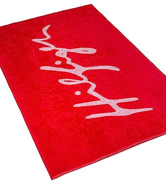 Tommy Hilfiger Strandtuch Schwimmbad Spa Baumwollschwamm mit Aufdruck 180x100 cm (ungefähr) Artikel XM0XM02379 Handtuch, XK3 Red alert, Einheitsgröße
