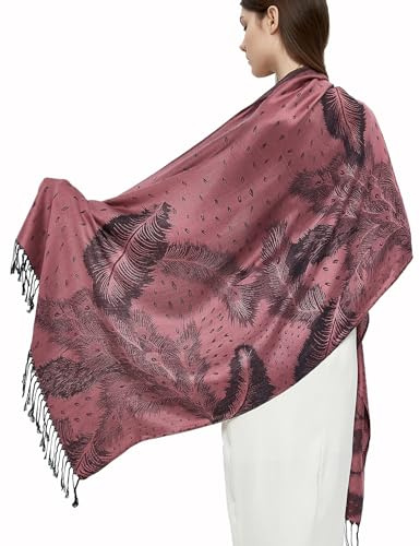 Gragengs Pashmina Schal Wrap mit ethnischen Paisley Two Tone Jacquard Schal für Damen