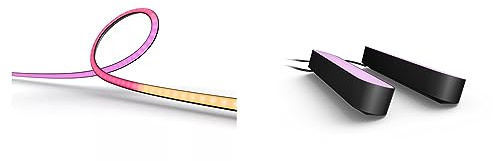 Philips Hue Play Gradient Lightstrip 55 TV + Hue Play Doppelpack Schwarz für Smarte Heimkino TV Hintergrundbeleuchtung mit Farben und Farbverläufen