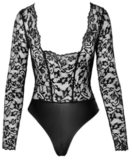 Body Psyché F296 wetlook et Dentelle – 3XL – svart