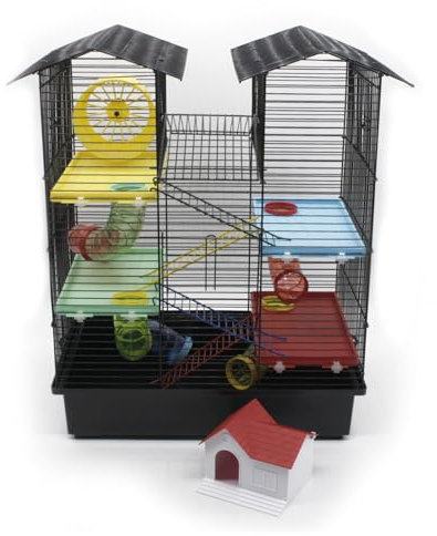 ZooPaul Nagerkäfig Hamsterkäfig XXL CH2 Bunt mit Zubehör Maus Hamster Käfig Tunnel Haus