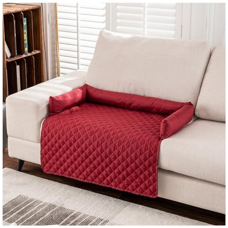 Hundedecke Sofa,Hundebett Katzenkissen Couch für Sofaschutz,Wasserfeste Rutschfester Unterseite, Möbelschutz für Kleine, Mittelgroße und Große Hunde und Katzen (75×75cm,Rot)