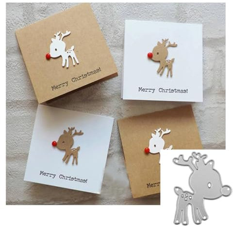 Christmas Deer Metal Die Cuts for DIY Embossing Card Making, Scrapbooking, Book Tags - Decorative Paper Cutting Dies With Frame