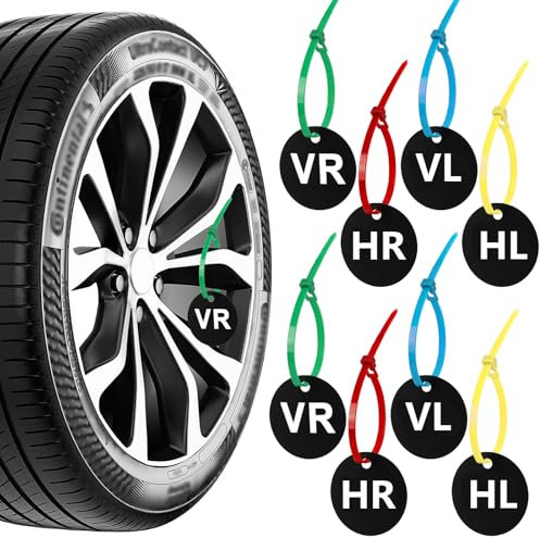 6 Satz Reifenmarker Reifenmarkierer Plättchen Enthalten Kabelbinder Kennzeichnung Reifen Markierung Radmarkierer für PKW SUV Winterreifen Sommerreifen Reifenwechsel
