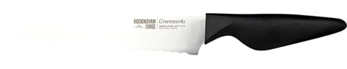 Rockingham Forge Greenworks Bread Knife 20cm Serrated Blade, Black Recycled Plastic, German Stainless Steel, Dishwasher Safe